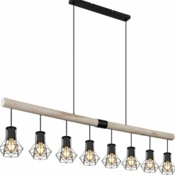 Lampes En Bois-Luminaires Globo Lighting Suspension Globo PRISKA Écru, Noir, 8 lumières