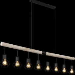 Lampes En Bois-Luminaires Globo Lighting Suspension Globo PRISKA Écru, Noir, 8 lumières