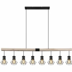 Lampes En Bois-Luminaires Globo Lighting Suspension Globo PRISKA Écru, Noir, 8 lumières