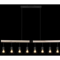 Lampes En Bois-Luminaires Globo Lighting Suspension Globo PRISKA Écru, Noir, 8 lumières