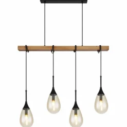Lampes Vintages & Rétros-Luminaires Globo Lighting Suspension Globo PÄRON Écru, Noir, 4 lumières
