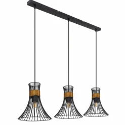 Lampes Vintages & Rétros-Luminaires Globo Lighting Suspension Globo PURRA Noir, 3 lumières