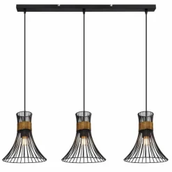 Lampes Vintages & Rétros-Luminaires Globo Lighting Suspension Globo PURRA Noir, 3 lumières