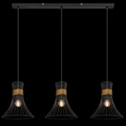 Lampes Vintages & Rétros-Luminaires Globo Lighting Suspension Globo PURRA Noir, 3 lumières