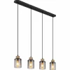 Suspension Verre Fumé-Luminaires Globo Lighting Suspension Globo REID Noir, 4 lumières