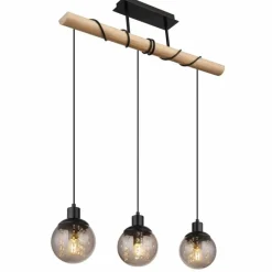 Suspension Verre Fumé-Luminaires Globo Lighting Suspension Globo RICHARD Écru, Noir, 3 lumières