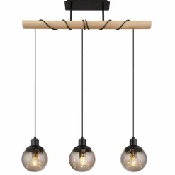 Suspension Verre Fumé-Luminaires Globo Lighting Suspension Globo RICHARD Écru, Noir, 3 lumières