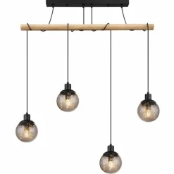 Suspension Verre Fumé-Luminaires Globo Lighting Suspension Globo RICHARD Écru, Noir, 4 lumières