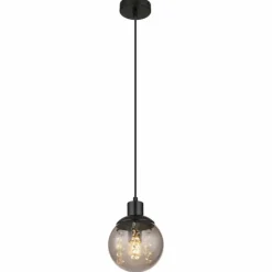 Suspension Verre Fumé-Luminaires Globo Lighting Suspension Globo RICHARD Noir, 1 lumière