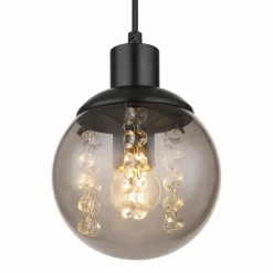 Suspension Verre Fumé-Luminaires Globo Lighting Suspension Globo RICHARD Noir, 1 lumière