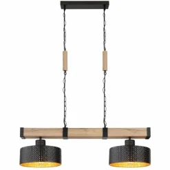 Lampes En Bois-Luminaires Globo Lighting Suspension Globo RIELLY Couleur bois, Noir, 2 lumières