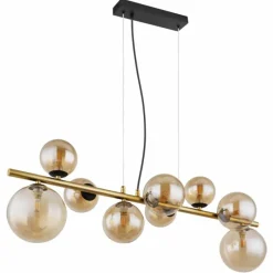Luminaires Globo Lighting Suspension Globo RIHA LED Laiton, Noir, 9 lumières