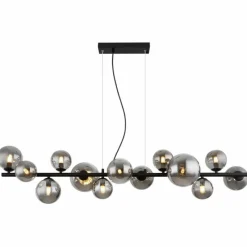 Suspension Verre Fumé-Luminaires Globo Lighting Suspension Globo RIHA LED Noir, 13 lumières
