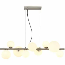 Luminaires Globo Lighting Suspension Globo RIHA LED Nickel mat, 9 lumières