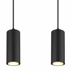 Lampes En Bois-Luminaires Globo Lighting Suspension Globo ROBBY Couleur bois, Noir, 4 lumières