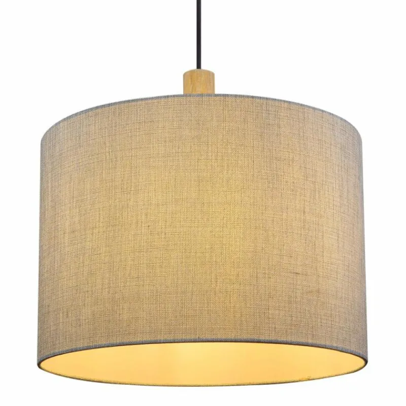 Lampes En Tissu-Luminaires Globo Lighting Suspension Globo ROGER Bois clair, Noir, 1 lumière