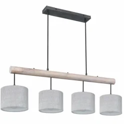 Lampes En Tissu-Luminaires Globo Lighting Suspension Globo ROGER Gris, Noir, 4 lumières