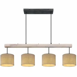 Lampes En Tissu-Luminaires Globo Lighting Suspension Globo ROGER Gris, Noir, 4 lumières