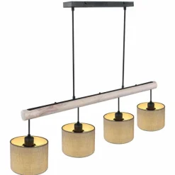 Lampes En Tissu-Luminaires Globo Lighting Suspension Globo ROGER Gris, Noir, 4 lumières