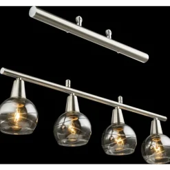 Suspension Verre Fumé-Luminaires Globo Lighting Suspension Globo ROMAN LED Nickel mat, 4 lumières