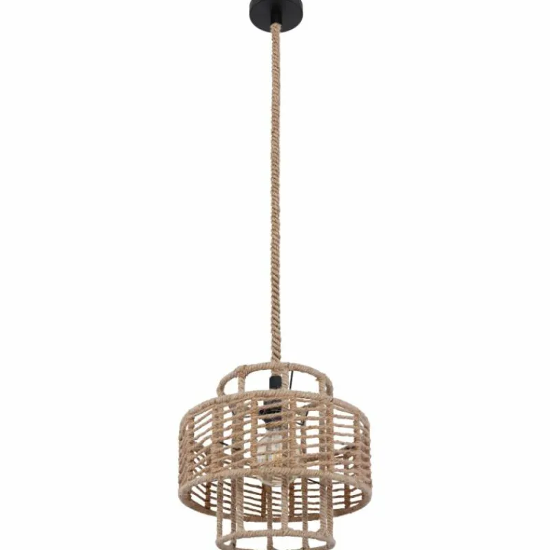 Style Boho-Chic-Luminaires Globo Lighting Suspension Globo ROPE Noir, 1 lumière