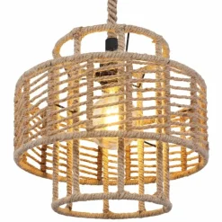 Style Boho-Chic-Luminaires Globo Lighting Suspension Globo ROPE Noir, 1 lumière