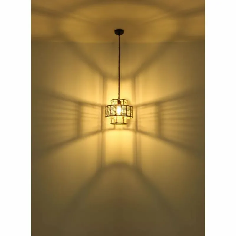 Style Boho-Chic-Luminaires Globo Lighting Suspension Globo ROPE Noir, 1 lumière