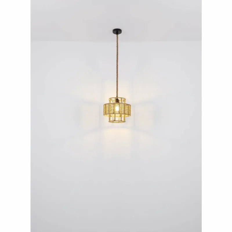 Style Boho-Chic-Luminaires Globo Lighting Suspension Globo ROPE Noir, 1 lumière