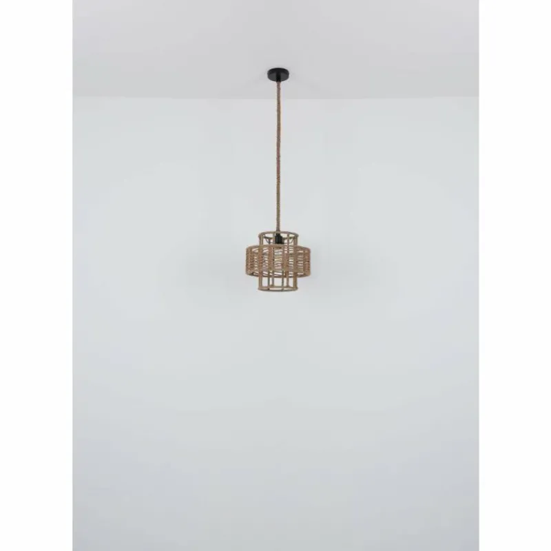 Style Boho-Chic-Luminaires Globo Lighting Suspension Globo ROPE Noir, 1 lumière