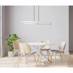 Luminaires Globo Lighting Suspension Globo SALMOS LED Aluminium, Gris, Argenté, 2 lumières, Télécommandes, Changeur de couleurs* Éclairage Led