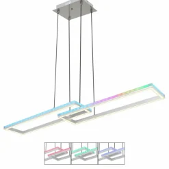 Luminaires Globo Lighting Suspension Globo SALMOS LED Aluminium, Gris, Argenté, 2 lumières, Télécommandes, Changeur de couleurs* Éclairage Led