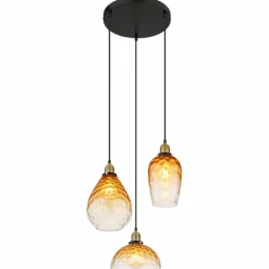 Luminaires Globo Lighting Suspension Globo SALVY Noir, 3 lumières