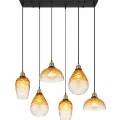 Luminaires Globo Lighting Suspension Globo SALVY Noir, 6 lumières