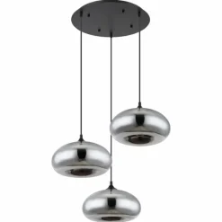 Suspension Verre Fumé-Luminaires Globo Lighting Suspension Globo SELLY Noir, 3 lumières