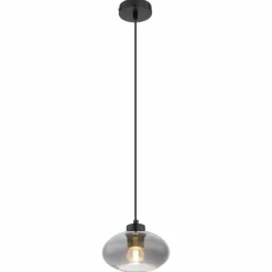 Suspension Verre Fumé-Luminaires Globo Lighting Suspension Globo SHAUN Noir, 1 lumière