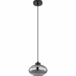 Suspension Verre Fumé-Luminaires Globo Lighting Suspension Globo SHAUN Noir, 1 lumière