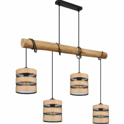 Lampes En Bois-Luminaires Globo Lighting Suspension Globo SOENI Écru, Noir, 4 lumières