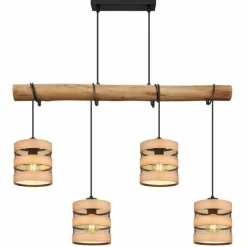Lampes En Bois-Luminaires Globo Lighting Suspension Globo SOENI Écru, Noir, 4 lumières