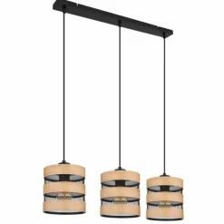 Lampes En Bois-Luminaires Globo Lighting Suspension Globo SOENI Noir, 3 lumières
