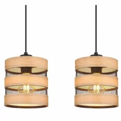 Lampes En Bois-Luminaires Globo Lighting Suspension Globo SOENI Noir, 3 lumières