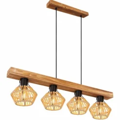 Style Boho-Chic-Luminaires Globo Lighting Suspension Globo STRAHLER Noir, 4 lumières