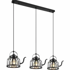Lampes Industrielles-Luminaires Globo Lighting Suspension Globo SUSANNA Noir, 3 lumières