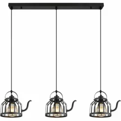 Lampes Industrielles-Luminaires Globo Lighting Suspension Globo SUSANNA Noir, 3 lumières