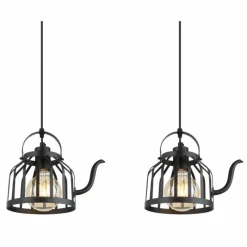 Lampes Industrielles-Luminaires Globo Lighting Suspension Globo SUSANNA Noir, 3 lumières