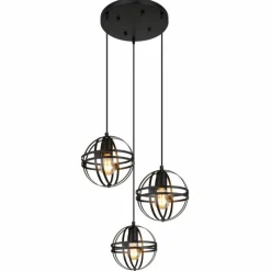 Luminaires Globo Lighting Suspension Globo TAMARA Noir, 3 lumières* Suspensions