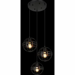Luminaires Globo Lighting Suspension Globo TAMARA Noir, 3 lumières* Suspensions