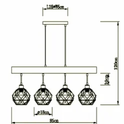 Luminaires Scandinaves-Luminaires Globo Lighting Suspension Globo THEODOR Bois clair, Noir, 4 lumières