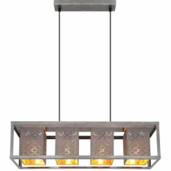 Lampes En Tissu-Luminaires Globo Lighting Suspension Globo THOMAS Argent Oxydé, 4 lumières