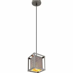 Lampes En Tissu-Luminaires Globo Lighting Suspension Globo THOMAS Argent Oxydé, 1 lumière