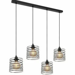 Lampes Industrielles-Luminaires Globo Lighting Suspension Globo TILLY Noir, 4 lumières